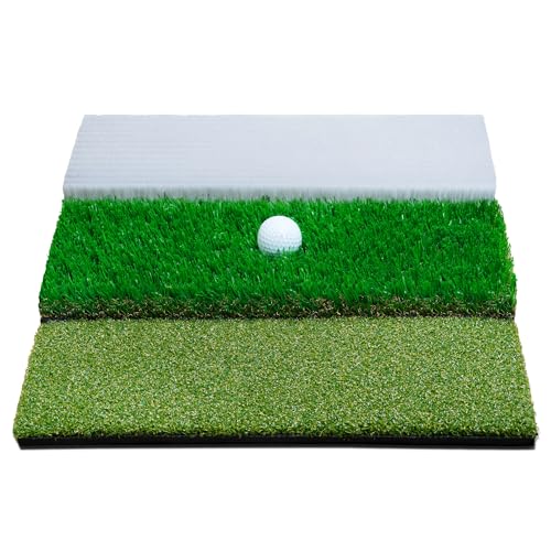 Jiskan Golf Hitting Mat System Includes Bunker, Fairway and Rough Replaceable Mat, Complete Practice Equipment Indoor and Outdoor Swing Trainer Aid Accessories Gifts for Men