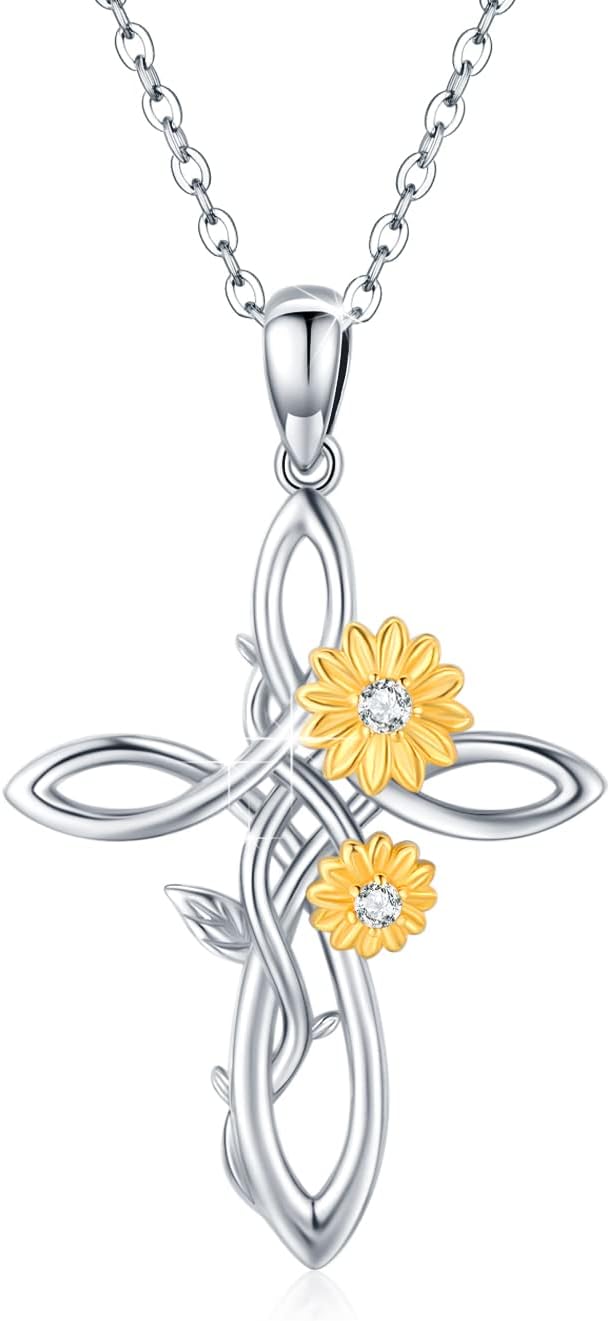 Sunflower Necklace for Women 925 Sterling Silver Sunflower Pendant Necklace You Are My Sunshine Jewelry Gift for Women