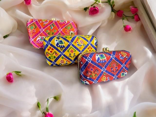 Beautiful Set of 3 Traditional Bandhani Printed Clutches for Women, Return Gift, Wedding Favors, Return Gifts on Indian festivals, Indian Weddings