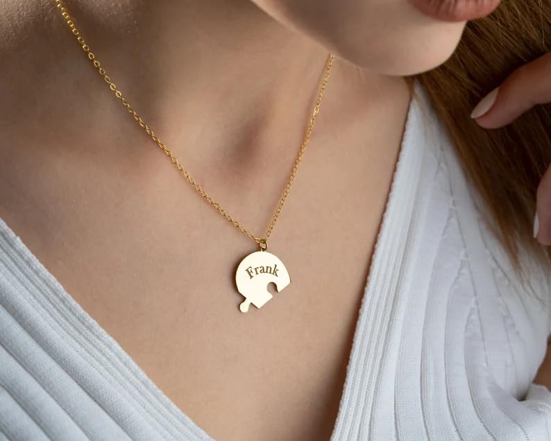 Custom Heart Puzzle Necklace,Jewelry Necklace Set for Couples Family Best Friends,Matching Heart Engraved Name Personalized Birthday Flower Necklaces,Gifts for Birthday Mothers Day Christmas Anniversary3