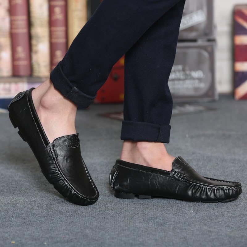 Loafers for Men Simple Solid Color Driving Loafers PU Leather Flat Heel Flexible Slip Resistant Party Walking Slip-on4