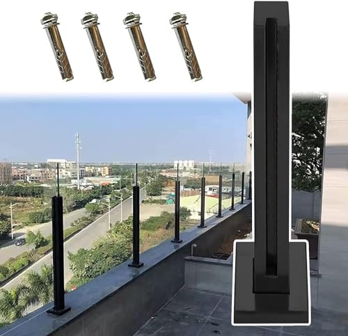 Poste de barandilla de Vidrio acabado negro de alta gama para patios