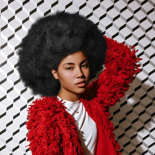 Postiche afro bouclée courte confortable et légère en noir naturel 1B