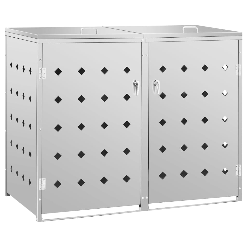 Hommdiy Mülltonnenbox Müllcontainer Garteneimer Edelstahl für 2 Tonnen 240 L Edelstahl