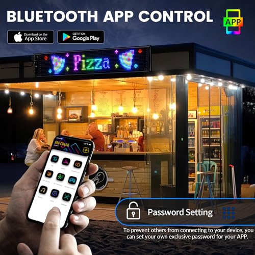 Scrolling Bright Advertising LED Signs, 23.43\'\'x4.72\'\' USB 5V Bluetooth APP Control Custom Text Pattern Animation Flexible Programmable LED Sign Display, for Parties Birthdays Car Bar