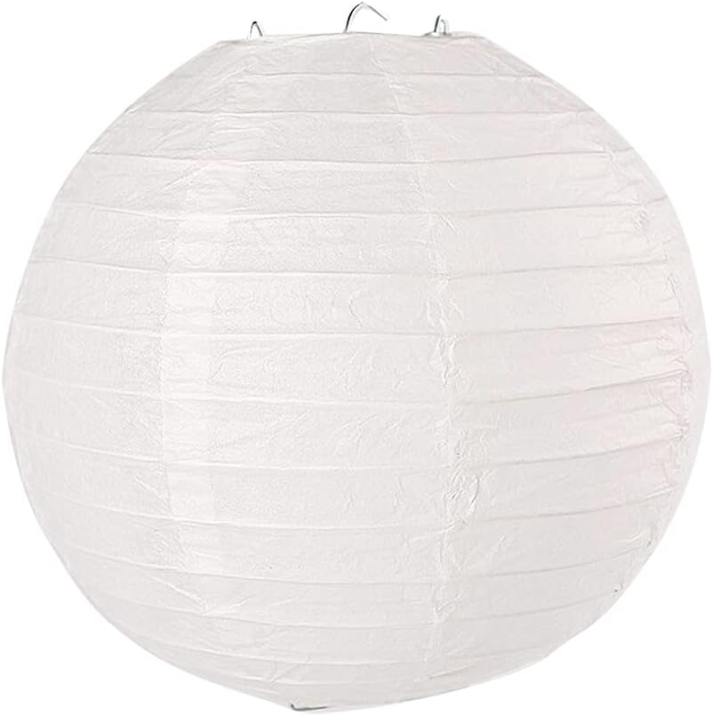 Paper Lanterns 12inch Round Cotton Paper White Chinese Japanese Hang Beauty Keep Shape Well Easy Install Collapse String Reflect with Light for Wedding Festival Baby Shower Lamp Decor 1pcs