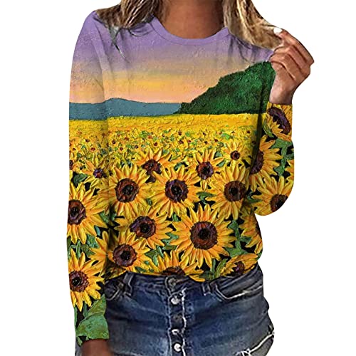 Blusa feminina de manga comprida estampada casual camiseta gola redonda túnica 3 pontos camisetas fe