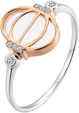 Ring Wedding 2 Colour Gold 18K,Hollow Lantern Ring with Diamond Silver Rose Gold Womens Engagement Rings