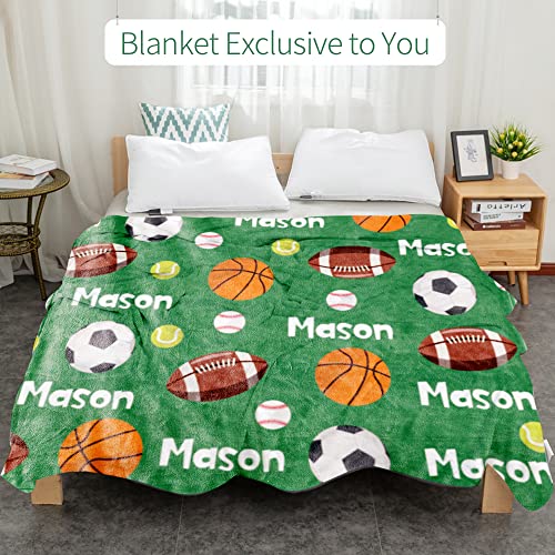 Image of Personalized Ball Blanket with Name for KidsCustom Name Blanket for Boys