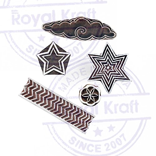 Image of Handmade Designs Star and Cloud Wooden Block Stamps (Set of 5)