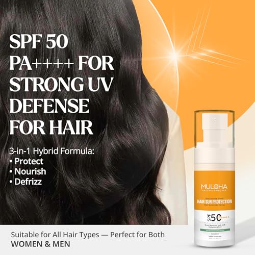 Image of SPF 50 PA++++ Hair Sunscreen Spray | UV Protection & Heat Protection Spray | Hair Mist | Anti-Frizz Leave-In Spray for Sun Damage, Beach & Travel | Lightweight, Non-Sticky | All Hair Types | 50g