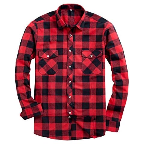 Alimens & Gentle Men's Button Down Regular Fit Long Sleeve Plaid Flannel Casual Shirts Cover