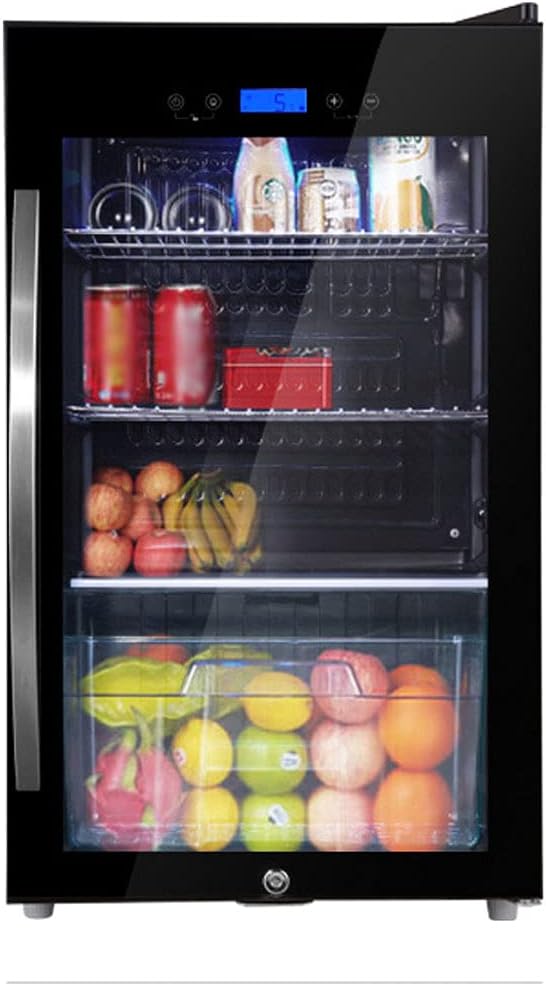Beverage Cooler and Fridge with Glass Door 75L Volume Beverage Mini Fridge Three-Layer Adjustable Shelves Dispenser Countertop Refrigerator Cellars LED Interior Lighting 85w