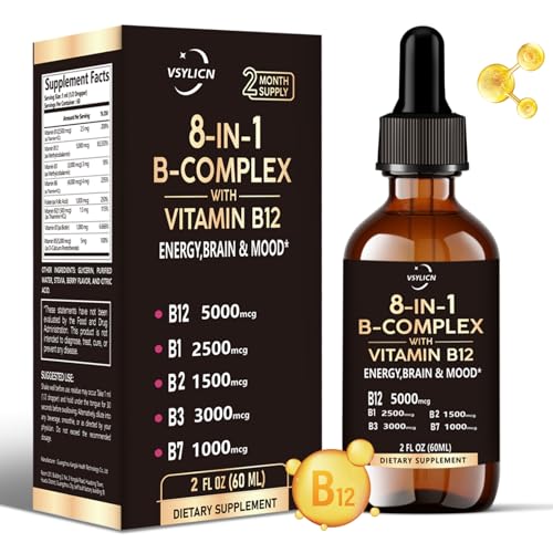 Vitamin B12 Liquid Drops High Strength 5000mcg per Serving - Vegan Supplement - 60ml Bottle at 4X Concentration - Premium Vitamin B12 Extract - 2 Month Supply
