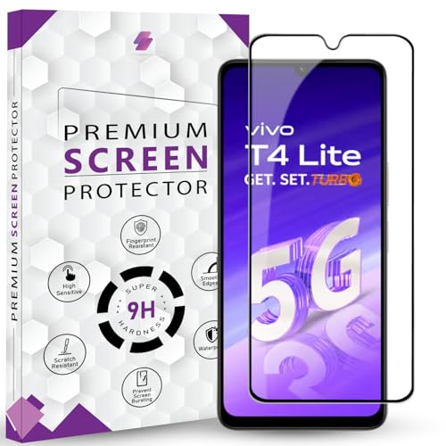 Image of Premium Tempered Glass Screen Protector Guard For Vivo T4 Lite 5G (6.74 Inch, Pack of 1) | Edge to Edge Coverage With Easy to installation kit