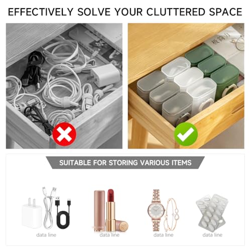 Image of Verilux Cable Organizer, Charging Cable Storage Box Travel Organizer, Portable Charging Cable Travel Case with Lid for USB Cable, Earphone, Earbuds, Charger, Travel Accessories, 7.8x4.9x9.3cm