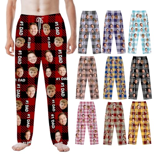 Bemaystar Custom Pajamas Pants with Photo-Personalized Pajamas Pants with 1-3 Faces, Funny Custom Gifts for Men Women