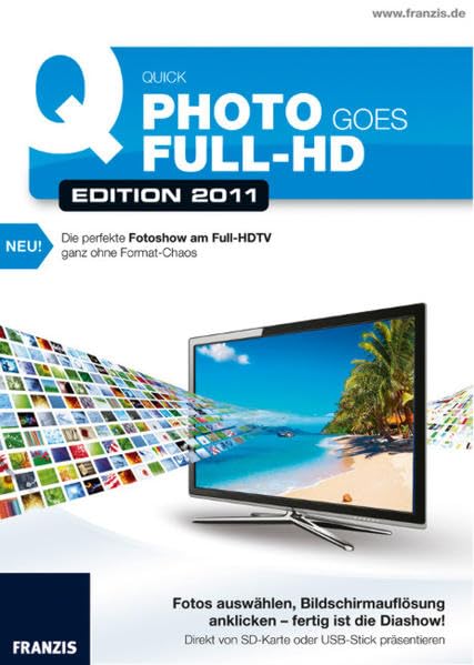 Photo goes Full-HD: Fotos auswählen, Bildschirmauflösung anklicken - fertig ist die Diashow! Direkt von SD-Karte oder USB-Stick präsentieren. Für Windows 7/Vista/XP