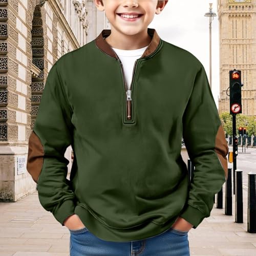 Kids Boys Cotton Half Zip up Sweatshirts Cute Fleece Warm Fall Pullover Tops Clothes with Pockets Cropped Sweatshirts3