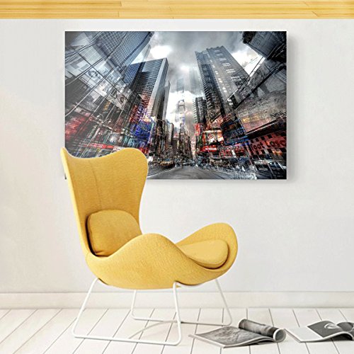 Studio 500 Museum Quality Wall Art - Nyc Times Square In Color, 48" X 32" High Resolution Giclée Printing Cityscapes Collection, E1591-1 #TOP3