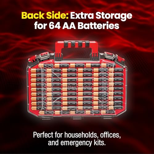 Battery Daddy Storage & Organizer Case w/Light and Tester, Stores & Protects Over 200 Batteries, Double-Sided, Clear Locking Lid, Secure Latches & Portable Handle- Black (Batteries Not Included) by Ontel - Image 4