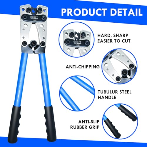 CCLIFE Batteriekabelschuh Crimpzange Groß Presszange Kabelschuh Crimpen Kabelschuhzange Satz 6-50 mm² (AWG 10-0)