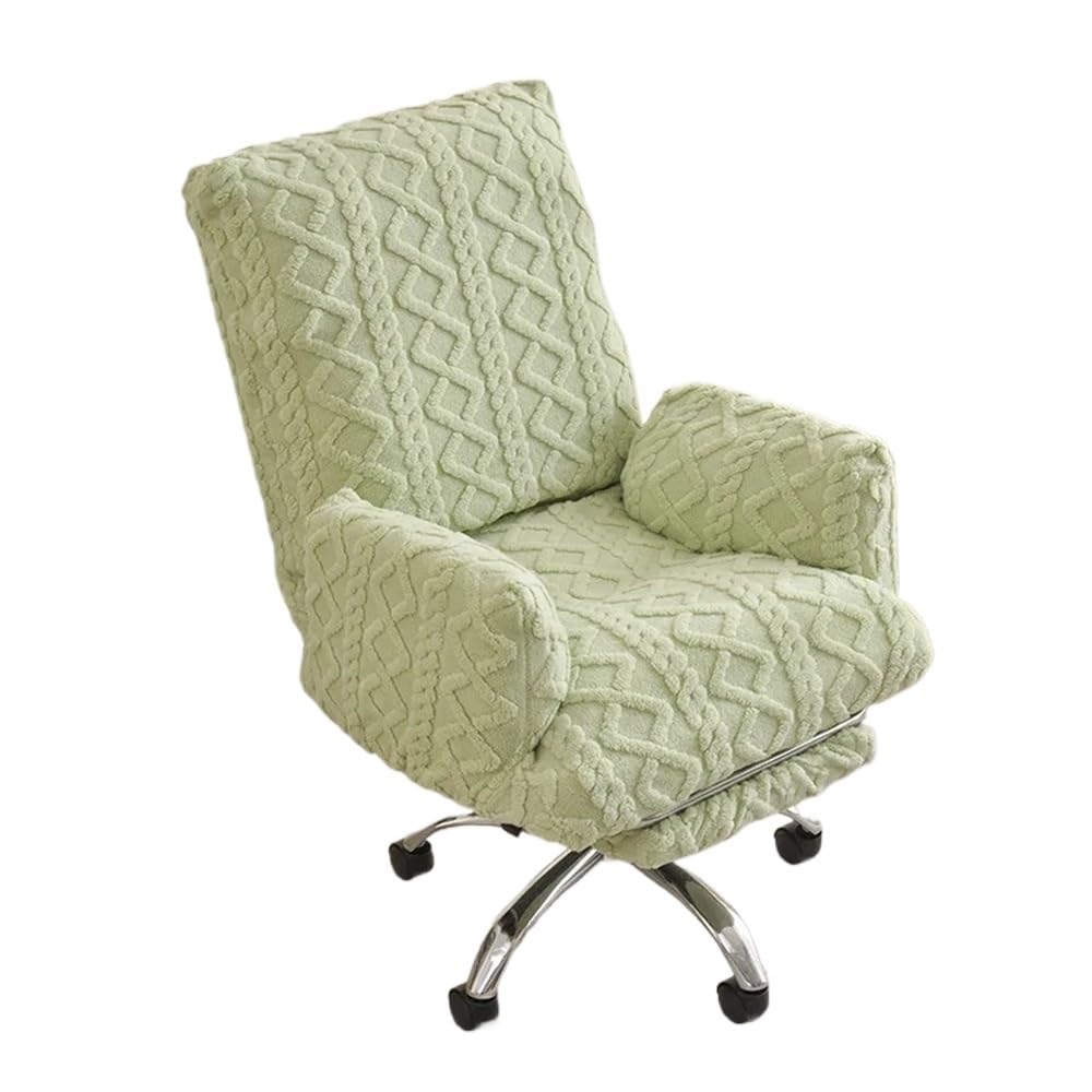 AXFBXHBF Elastic Plush Jacquard Office Recliner Swivel Chair Cover With Footrest Cover Thicken Soft Warm Chair Protector Furniture Case(3,L)