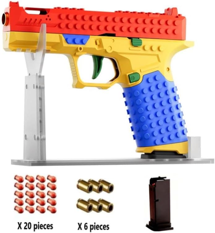 Tactical DIY Buliding Block Handle Set-Multiplayer Strategy Collaboration Toy for Outdoor Team Activities-Glock Soft Buliet Gun-for Ages 15+