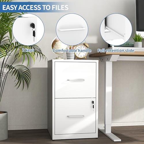 Image of 2 Drawer File Cabinet with Lock,Metal File Cabinet for Home Office