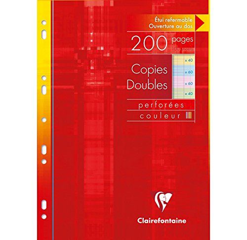 CLAIREFONTAINE Copies doubles couleur ass. 21x29,7 60p rose, 60p bleu 40p vert, 40p jaune
