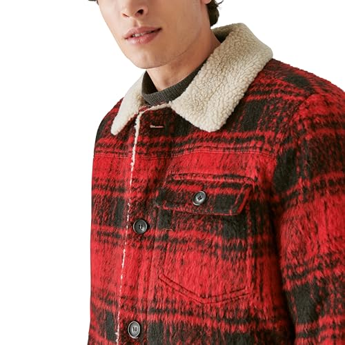 Lucky Brand Men's Plaid Faux Shearling Lined Trucker Jacket3
