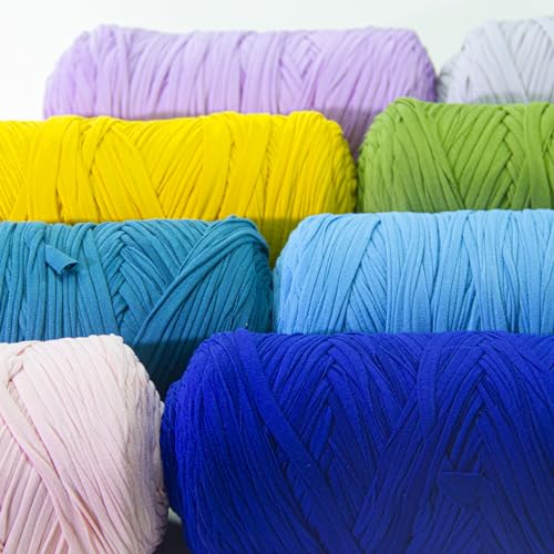 Image of 400g T Shirt Yarn, Tshirt Crochet Yarn for Crocheting Bag /Craft Project /Home Decor, 14.1oz /400g, 120yd /110m Crochet with Polyester Spandex Blend Stretch Fabric(Caramel)
