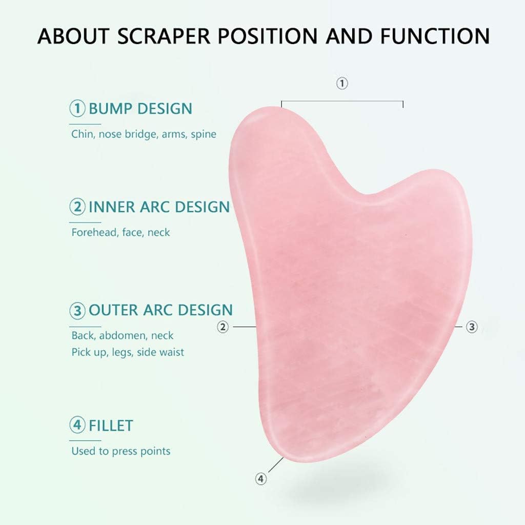 Gua Sha Board - Guasha Massage Stone for the Skin Anti-Aging, Natual Rose Quartz Guasha Scraping Tool for Face Neck Body
