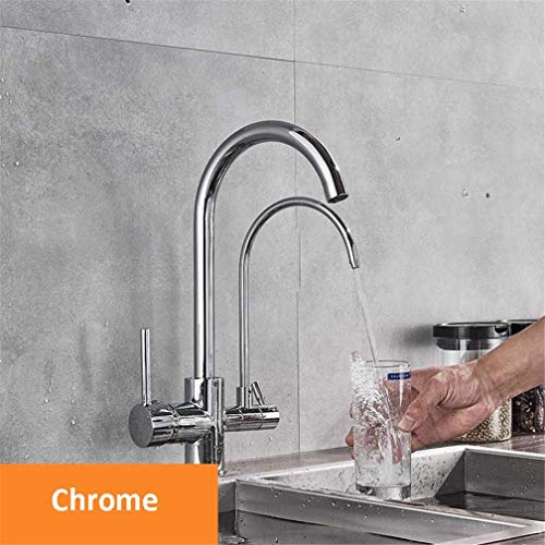 Robinet de cuisine avec purification eau saine et bec pivotant double poignée - 4
