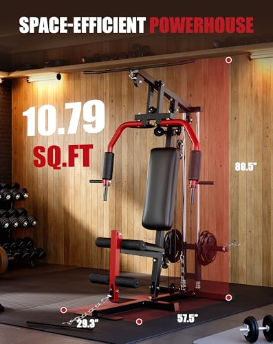 AIKKYS Home Gym Machine, 400 Lbs Home Gym Equipment with Pulley System, Multifunctional Full Body Workout Machine for Strength Training, Fit 1" & 2" Weight Plates (Not Includ) - Image 6