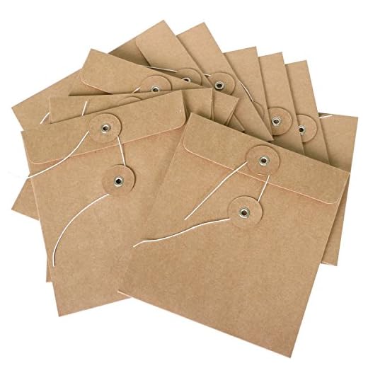 TRIXES Paquete de 10 Bolsas de Sobres de Cartulina Marrón para CD