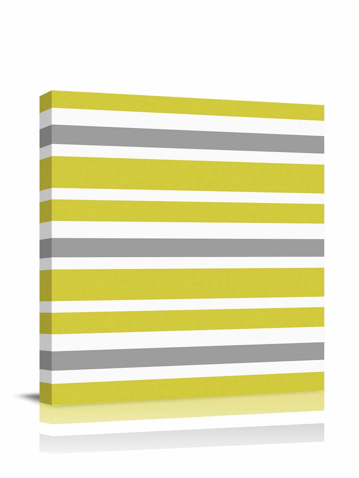Canvas Wall Art, Yellow Gray White Geometric Stripes Framed Wall Decor Modern Artwork Prints Painting for Living Room, Bedroom, Kitchen & Cafe Decor 12x12 Inch