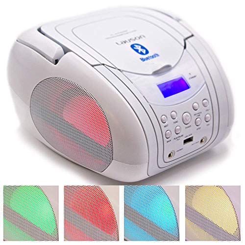 Lauson CP756 Lector CD / MP3 | Radio FM/PLL Estéreo Portátil | Lector USB | CD-Player (Blanco)