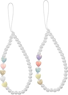 VILLFUL 2 Pçs Cordão De Pulso Alça De Pérola Para Celular Cordão Para Pendurar Pingente Capa De Telefone Cordão Para Pendurar Alça Para Celular Amor Cordão Para Celular Corrente De