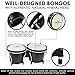 Bongo Drum Set for Adults Kids Beginners Professionals, Upgrade Packaging, Set of 6 and 7 inch Tunable Percussion Instruments, Natural Animal Hides Hickory Shells Wood Metal with Tuning Wrench