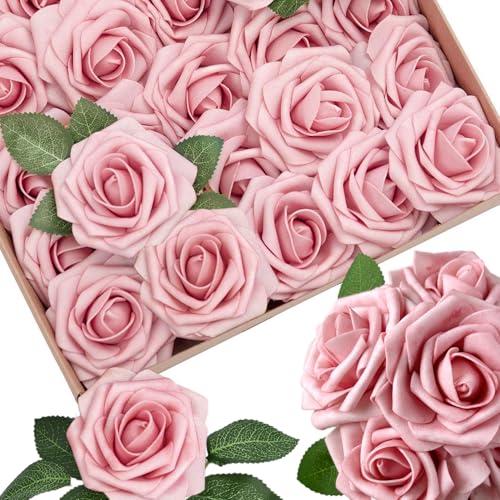 Kunstblumen in Blush Pink, 25 Stück, hellrosa, Schaumstoff-Rosen mit Stielen, 8 Blättern, echt aussehende Kunstrosen für Hochzeitssträuße, Brautparty, Tafelaufsätze, Arrangements, Partytische, Kunstblumen in Blush Pink, 25 Stück, hellrosa, Schaumstoff-Rosen mit Stielen, 8 Blättern, echt aussehende Kunstrosen für Hochzeitssträuße, Brautparty, Tafelaufsätze, Arrangements, Partytische,