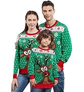 MUYOGRT Weihnachtspullover Familie Pullover Weihnachten Rentier Strickpullover Winter Warmer und ...
