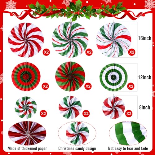 Image of Outus 27 Pcs Peppermint Paper Fans Christmas Decor Fresh