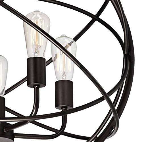 Franklin Iron Works Ellery Bronze Orb Foyer Pendant Chandelier 24 3/4" Wide Modern Industrial Led 5-Light Fixture For Dining Room House Foyer Entryway Bedroom Kitchen Island Hallway High Ceilings #TOP2