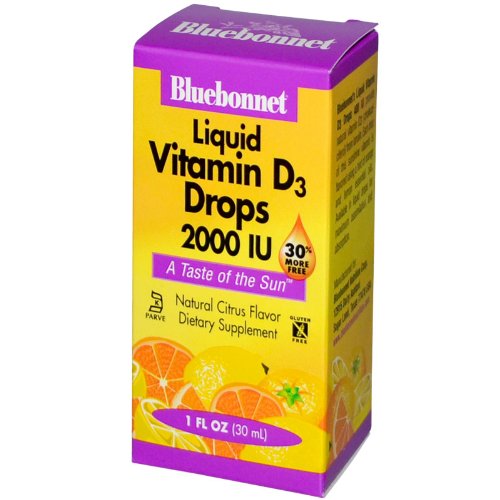 Bluebonnet Nutrition, Liquid Vitamin D3 Drops, Natural Citrus Flavor, 2000 IU, 1 fl oz (30 ml)