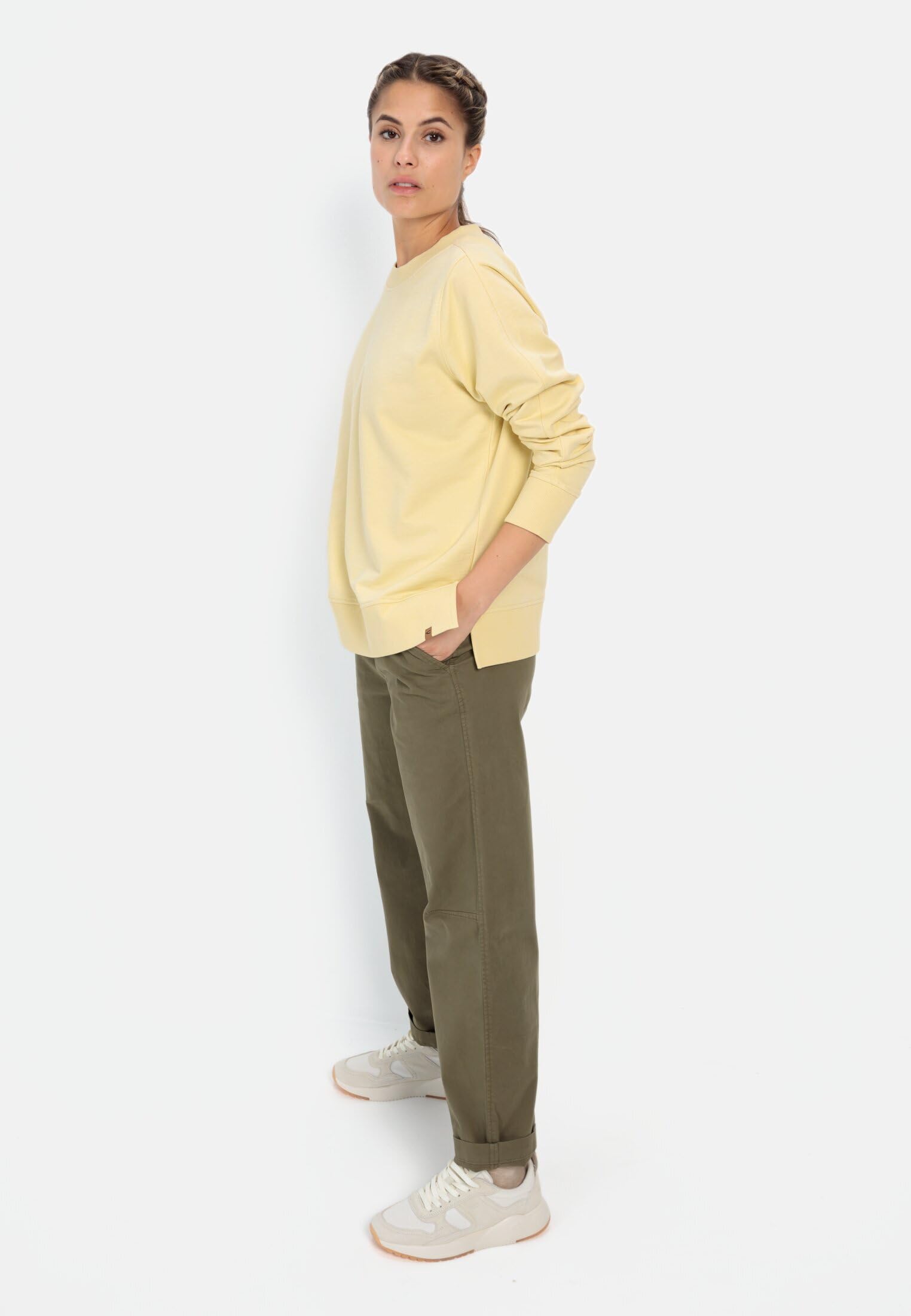 camel active Damen Rundhals Sweatshirt aus Reiner Baumwolle