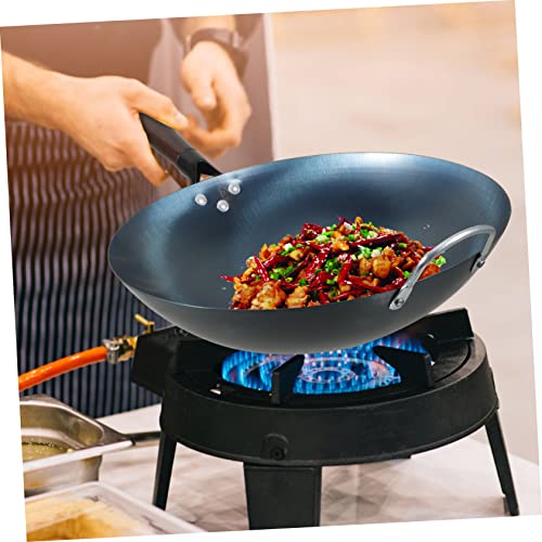 Wok de hierro tradicional para cocina con mango de madera miniatura 4