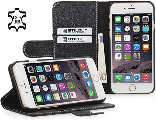 StilGut® Talis with Stand, Leather Wallet Case for Apple iPhone 6 Plus & iPhone 6s Plus (5.5''), Black
