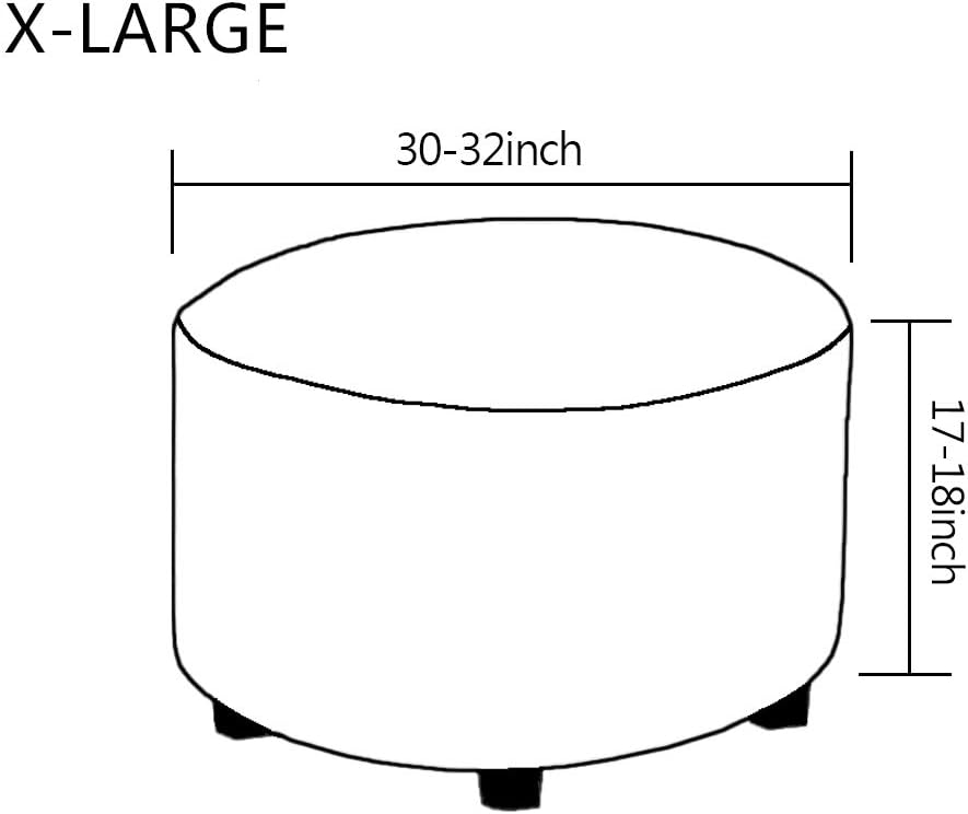 Round Ottoman Slipcover Polyester Blend Footstool Protector Covers Stretch with Elastic Bottom Feature Textured Machine Washable Jacquard Fabric (Burgundy, X-Large Size)