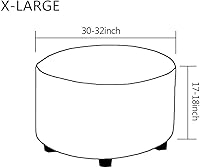 Vista 3 de Funda otomana redonda de mezcla de poliéster, fundas protectoras elásticas con parte inferior elástica, textura lavable a máquina, tela jacquard